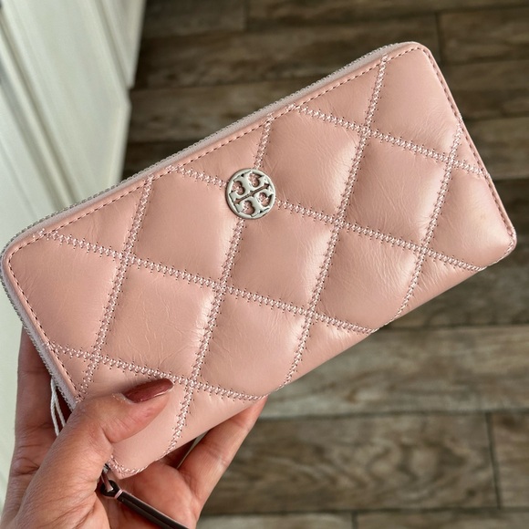 New Tory burch WILLA GLAZED ZIP CONTINENTAL WALLET ROSE SACHET - Picture 2 of 8